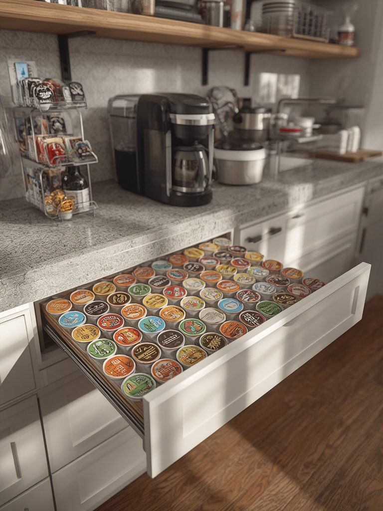 Coffee Drawer: 10 Ultimate Steps For An Amazing Organization In 2026 2 k-cup organizer pod storage drawer counter with pods neatly aligned