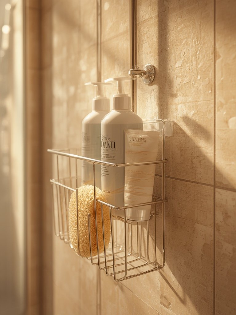 shower caddy in action