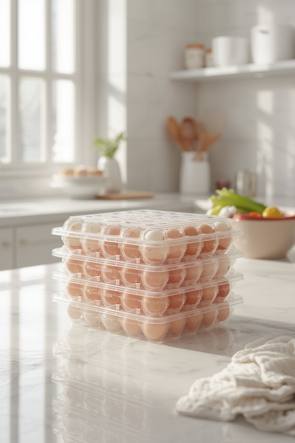 egg carrier holding deviled eggs neatly organized for transport